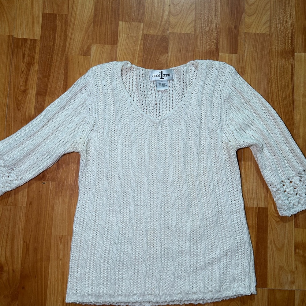 Women's Cream V-Neck Sweater